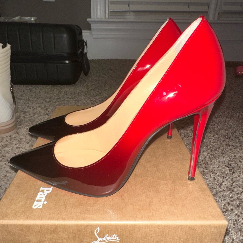 Christian Louboutin Kate 100 mm Pumps - Patent calf leather - Black-Red